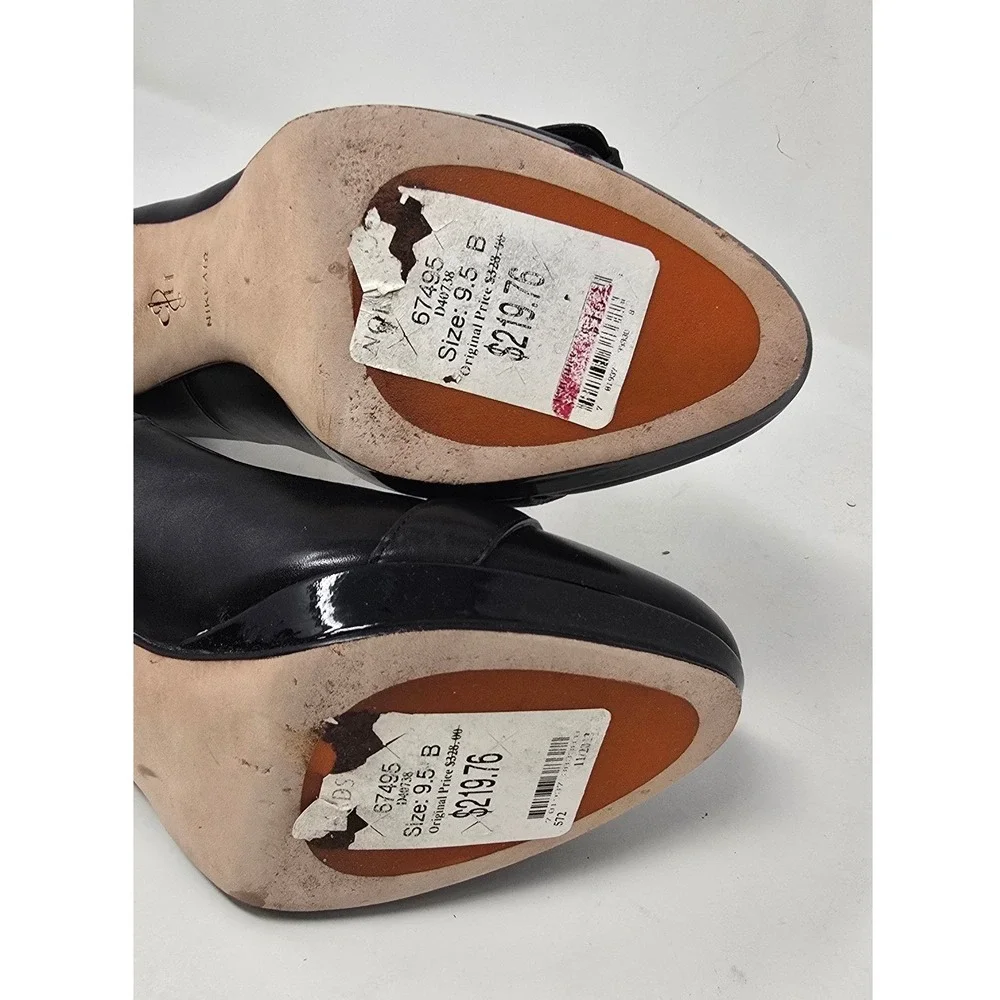Cole Haan women 9.5B black Chelsea buckle pump Almond toe stiletto platform chic